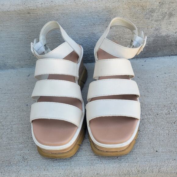 Sorel Joanie III Leather Platform Ankle Strap Wedge Sandals in Chalk Gum 9.5 - Picture 4 of 10